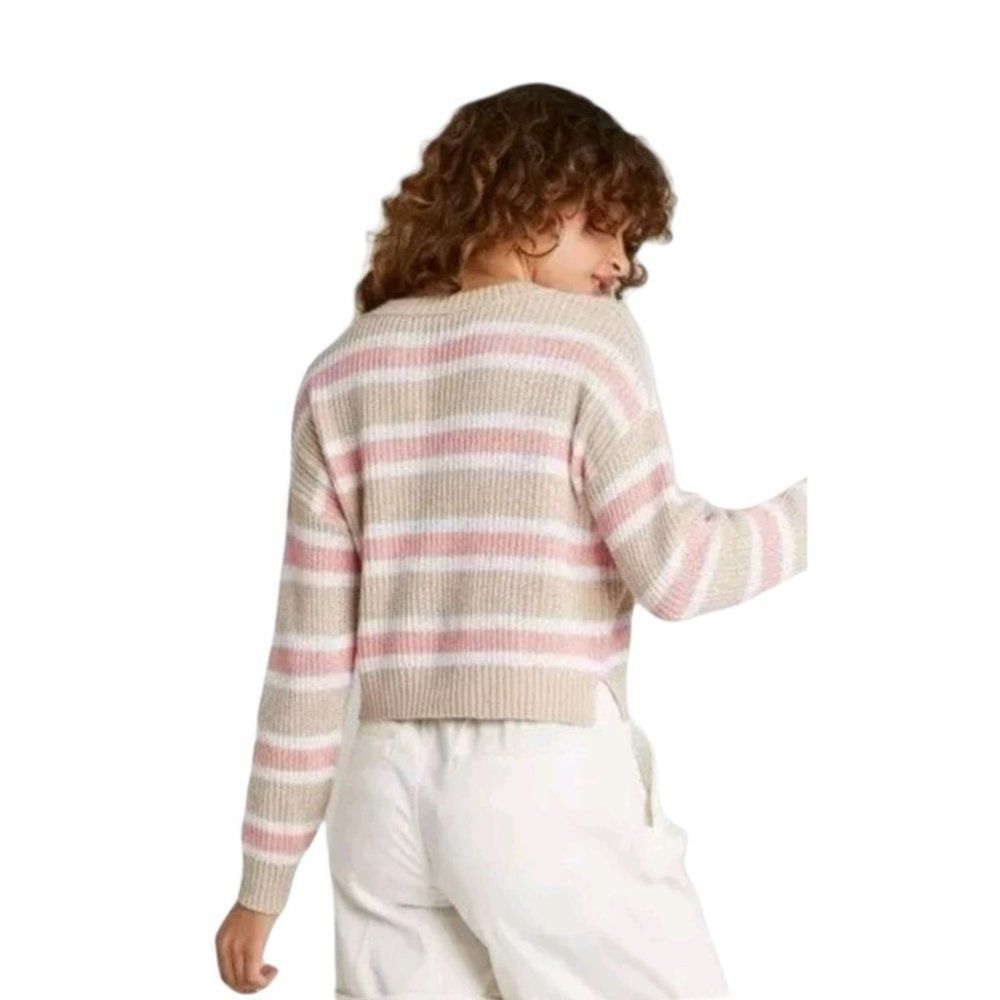 WILD FABLE WOMENS STRIPED V-NECK PULLOVER SWEATER- L - Picture 5 of 7